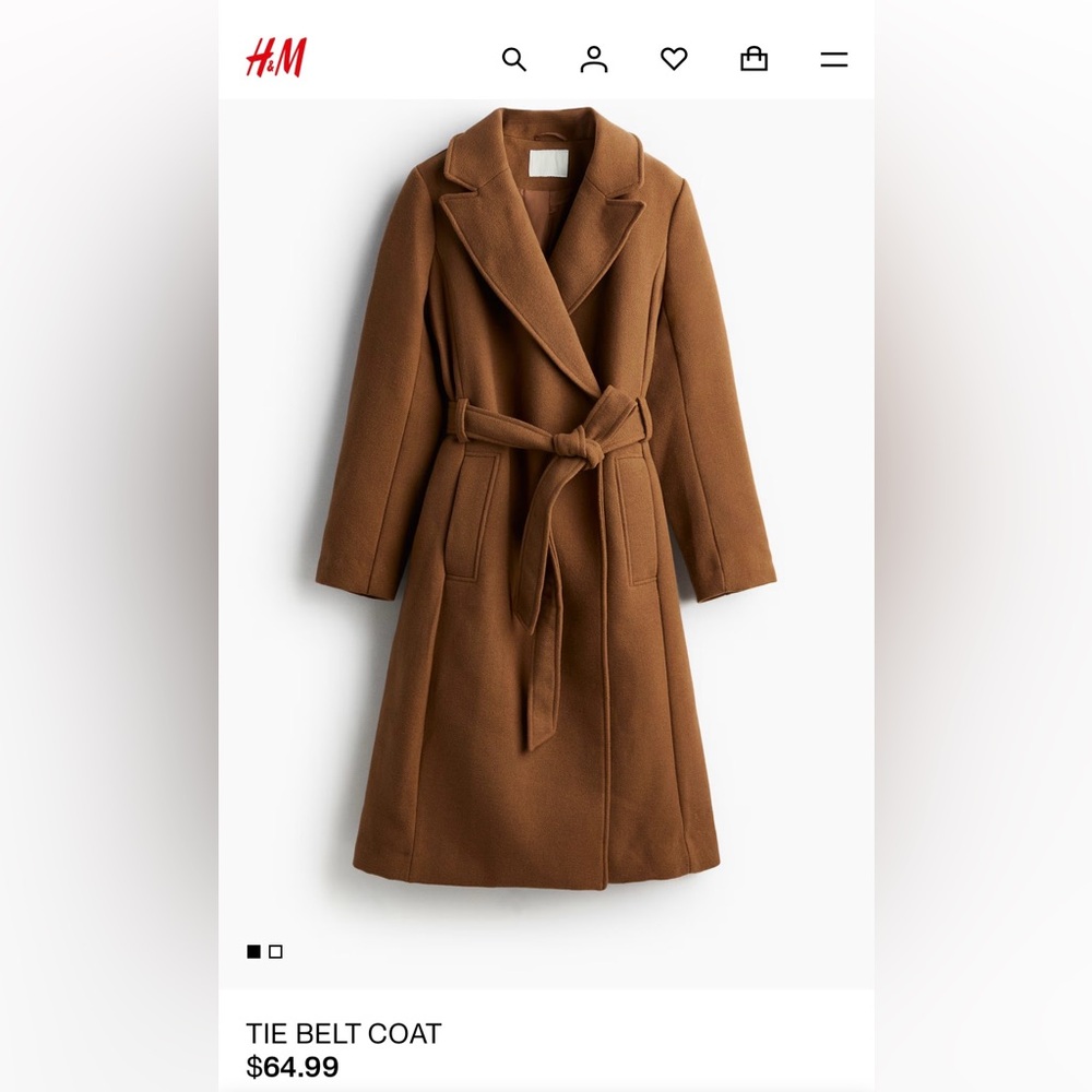 H&M Camel Coat with Belt